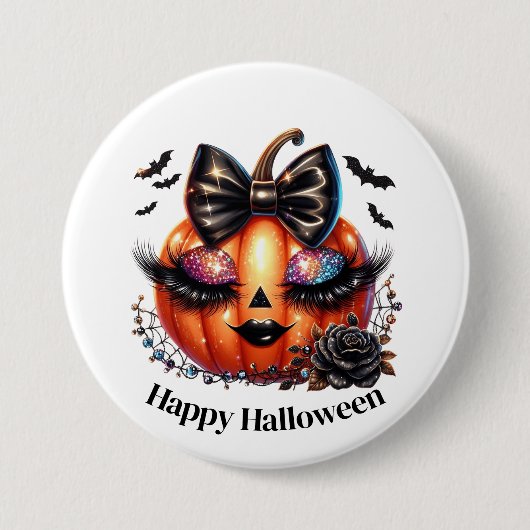 Halloween Pompoen  Ronde Button 7,6 Cm (Voorkant)