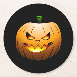Halloween Pompoen Ronde Kartonnen Onderzetter