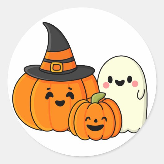 Halloween pompoen ronde sticker (Voorkant)