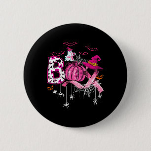 Halloween pompoen roze lint heks borstkanker ronde button 5,7 cm