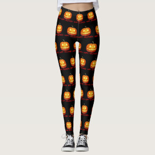 Halloween Pompoen Scary Schattige Patroon Oranje H Leggings