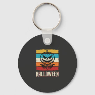 Halloween Pompoen Schedel Retro Vintage Sleutelhanger