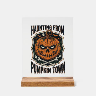 Halloween Pompoen Shirt Vintage Jack O Lantern Tow Acryl Bord