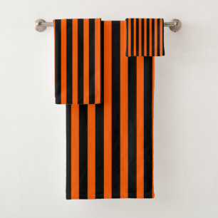 Halloween pompoen Sinaasappel en zwart gestreepte Bad Handdoek