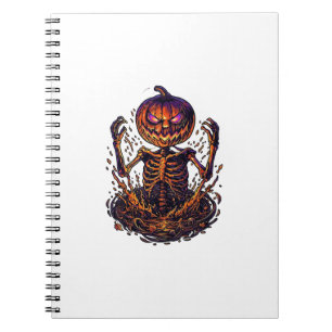 Halloween Pompoen Skelet Magische Poort Vlammen_1 Notitieboek