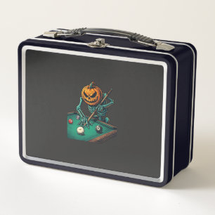 Halloween Pompoen Skelet Speelt Pool Biljart