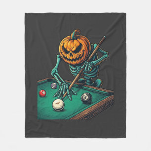 Halloween Pompoen Skelet Speelt Pool Biljart Fleece Deken