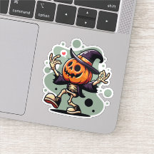 Halloween pompoen skelet sticker