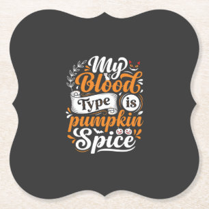 Halloween Pompoen Specerijen Bloedtype Retro Typog Kartonnen Onderzetters