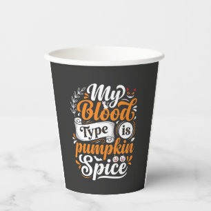 Halloween Pompoen Specerijen Bloedtype Retro Typog Papieren Bekers