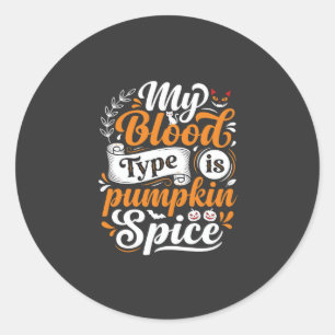 Halloween Pompoen Specerijen Bloedtype Retro Typog Ronde Sticker
