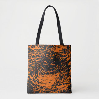 Halloween Pompoen Spin Orange Lijn Kunst Draagtas