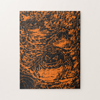 Halloween Pompoen Spin Oranje Lijn Kunst Legpuzzel
