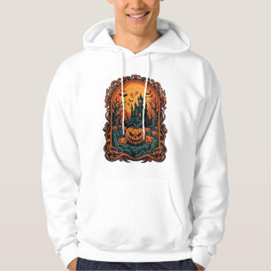 Halloween Pompoen Spoken Huis Volle Maan Vleermuiz Hoodie