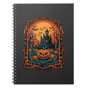Halloween Pompoen Spoken Huis Volle Maan Vleermuiz Notitieboek