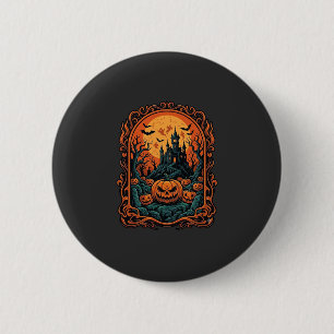 Halloween Pompoen Spookhuis Volle Maan Vleermuizen Ronde Button 5,7 Cm