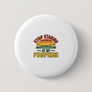 Halloween Pompoen Stop met Staren Grappige Vintage Ronde Button 5,7 Cm