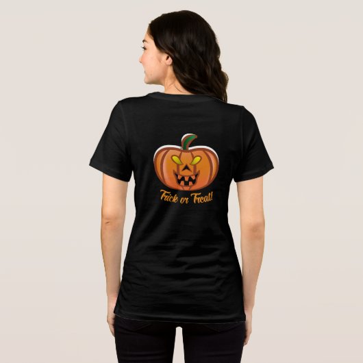Halloween Pompoen Tri-Blend Shirt (Achterkant volledig)