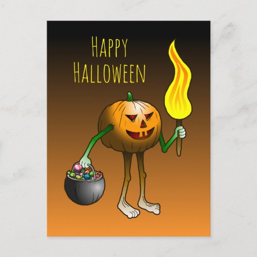 Halloween pompoen truc voor de behandeling briefkaart (Voorkant)