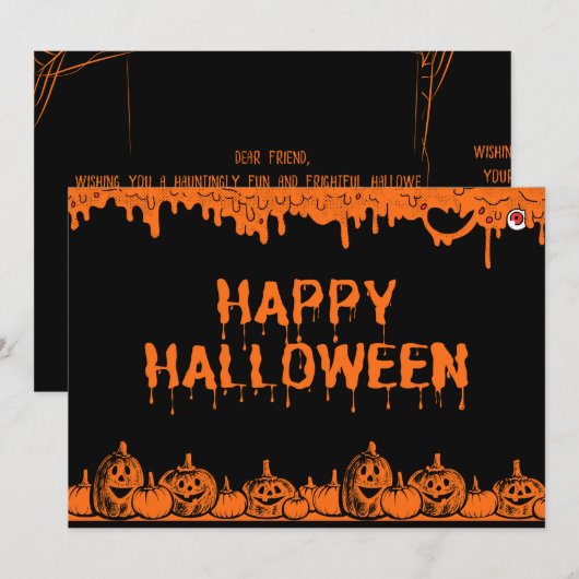 Halloween pompoen typografie Quote Flat Greeting Kaart (Voorkant / Achterkant)