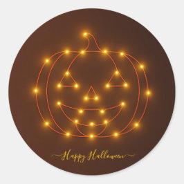 Halloween pompoen verlichting draad kunst ronde sticker
