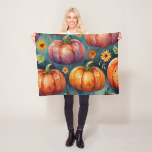 Halloween Pompoen Vibes designer Fleece Deken
