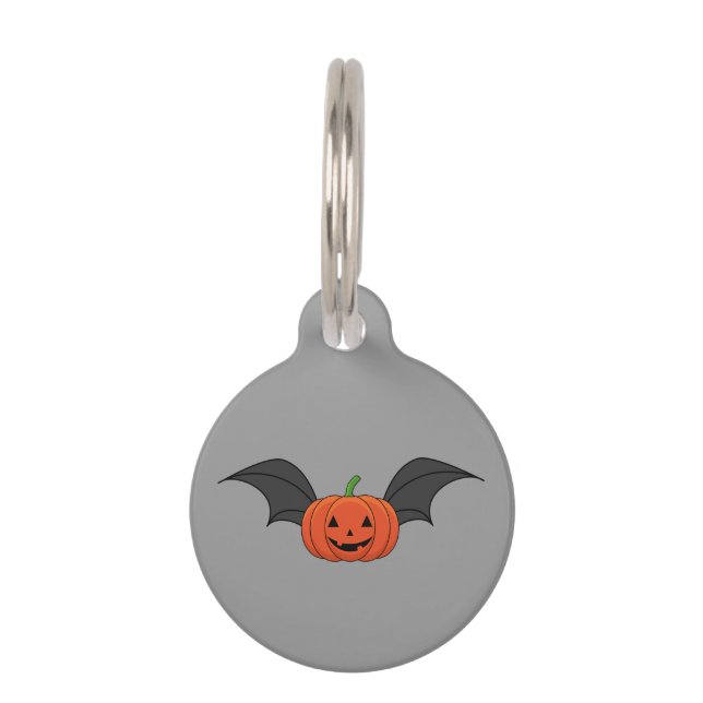 Halloween pompoen vleermuis | Naam toevoegen Huisdierpenning (Voorkant)