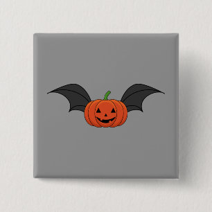 Halloween pompoen vleermuis vierkante button 5,1 cm