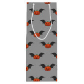 Halloween pompoen vleermuis wijn cadeautas (Achterkant)