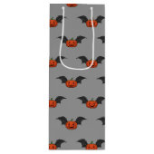 Halloween pompoen vleermuis wijn cadeautas (Voorkant)