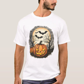 Halloween Pompoen & Vleermuizen T-Shirt