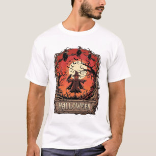 Halloween Pompoen Vogelverschrikker Heksen Volle M T-shirt