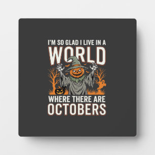 Halloween Pompoen Vogelverschrikker Oktober Wereld Fotoplaat