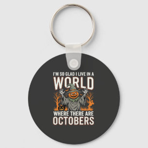 Halloween Pompoen Vogelverschrikker Oktober Wereld Sleutelhanger