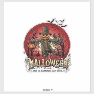 Halloween Pompoen Vogelverschrikker Raaf Vleermuiz Sticker
