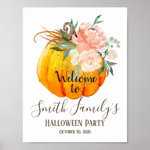 Halloween, pompoen welkomstbord poster