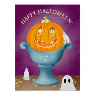 Halloween pompoen whimsical en griezelig perfect poster