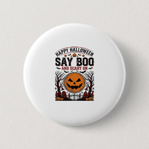 Halloween Pompoen Zegt Boe Schattig Vintage_1 Ronde Button 5,7 Cm