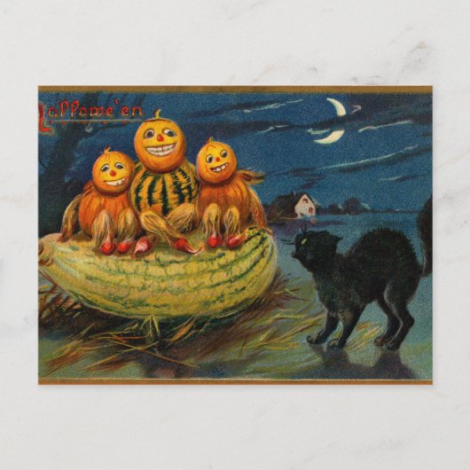  Halloween pompoenen Black Cat Briefkaart (Voorkant)