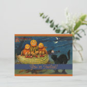 Halloween pompoenen Black Cat Kaart (Staand voorkant)