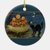  Halloween pompoenen Black Cat Keramisch Ornament (Achterkant)