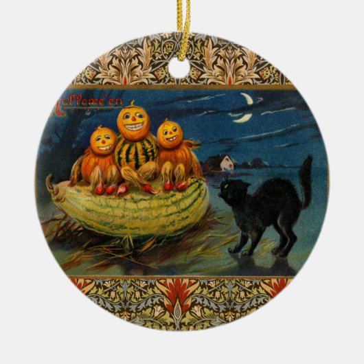  Halloween pompoenen Black Cat Keramisch Ornament (Voorkant)