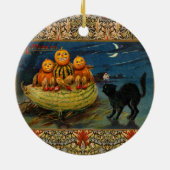  Halloween pompoenen Black Cat Keramisch Ornament (Achterkant)