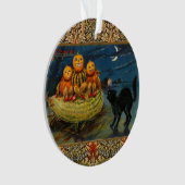  Halloween pompoenen Black Cat Ornament (voorkant)