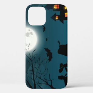 Halloween Pompoenen: Donker Kasteel Blauwe Maan iPhone 12 Hoesje