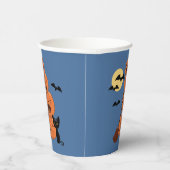 Halloween pompoenen en Black Cat Blue Papieren Bekers (Rechts)