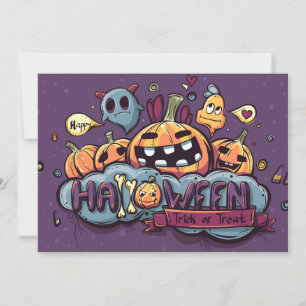 Halloween Pompoenen en Geesten Snoep of een Leuke Kaart