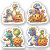 Halloween pompoenen en schattige dinosaurussen sticker (Voorkant)
