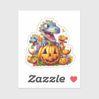Halloween pompoenen en schattige dinosaurussen sticker