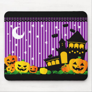 Halloween Pompoenen en Spokenhuis Muismat